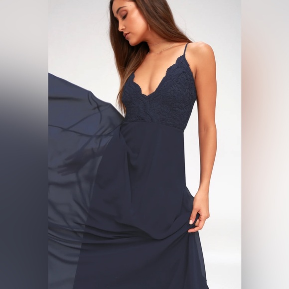 Lulu’s Madalyn Navy Blue Lace Maxi Dress - Picture 2 of 9